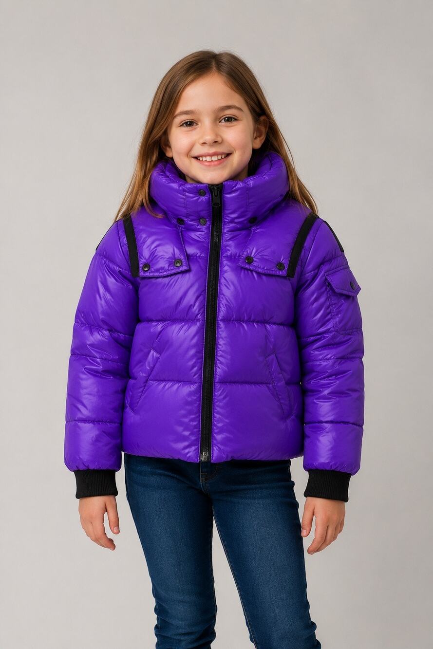 S13 NYC Mogul Glossy Purple Down Puffer Jacket Girls Size 4